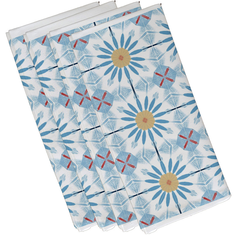 Friedman Polyester Floral Square Napkin, Blue