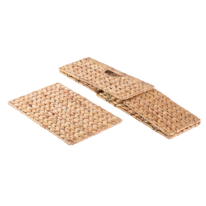 3 Small Hyacinth Baskets Rustic Handwoven Multipurpose Foldable Storage Organizer Decorative Laundry Totes and Woven Storage Bin for Bedroom Living Room Bathroom Pantry and Closet