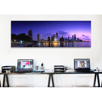 Night Skyline Chicago, Illinois - reproduction de photo sur toile