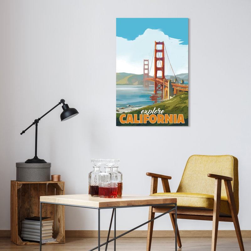 "Golden Gate Gaze", impression sur panneau en verre trempé flottant sans cadre
