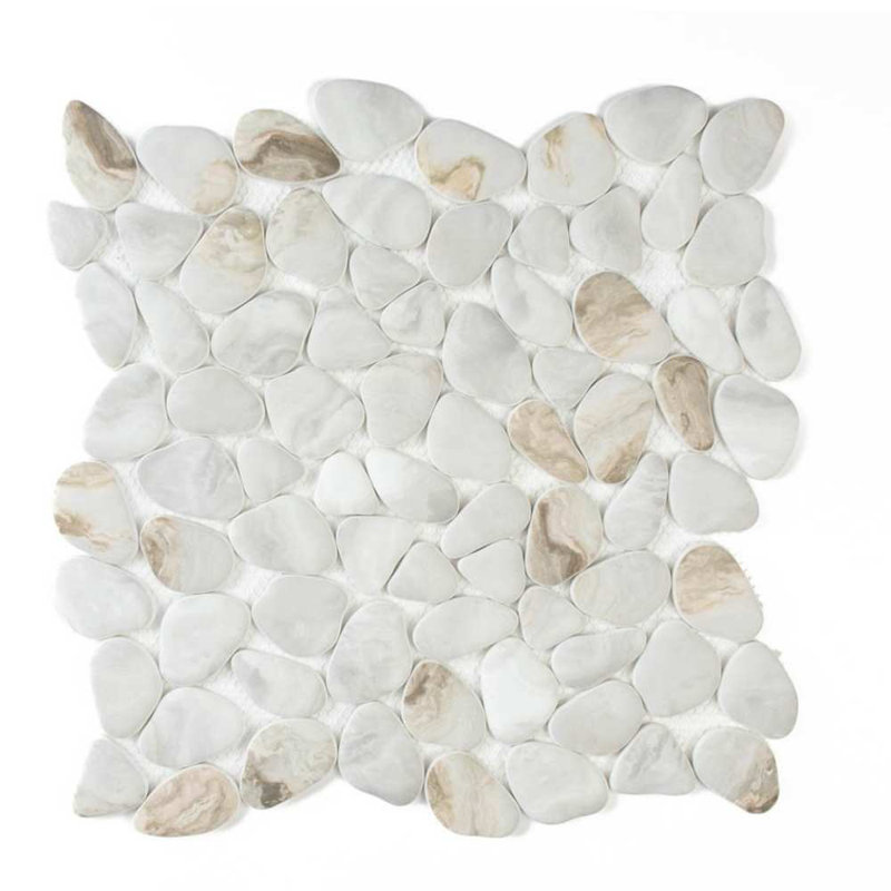 Huron Glass Pebbles Mosaic Tile, Drift