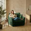 Fauteuil en chenille vert profond, fauteuil d'appoint rembourré surdimensionné avec structure en bois massif, fauteuil de lecture confortable pour la chambre à coucher du salon-1618668229