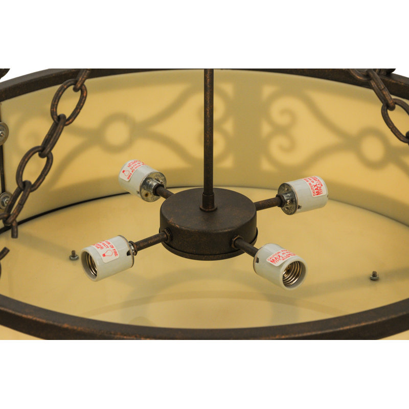 Lustre géométrique unique à 4 lumières, Cuivre antique