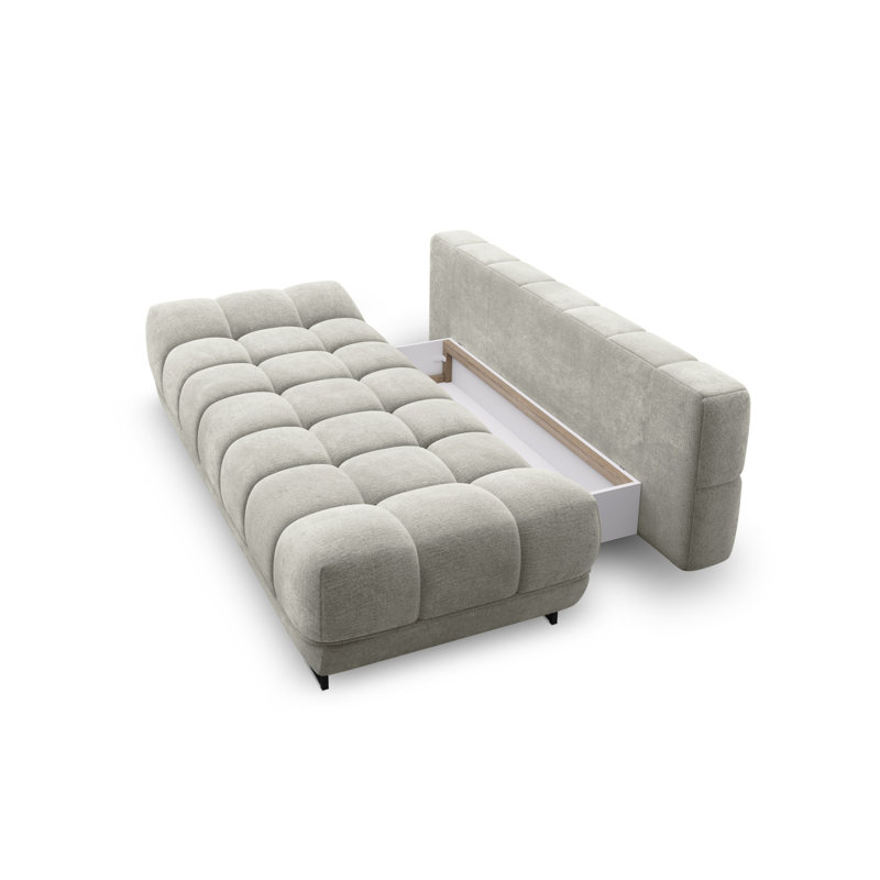 Nicolus 3 Seater Velvet Sofa Bed, Light Grey