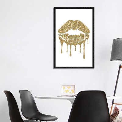 Gold Kiss Mark Drips by Amanda Greenwood - Print on Canvas