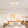 Moy 23.62 Inch Modern Crystal Flush Mount Lotus Chandelier Luxury Embedded Ceiling Light with Remote Control