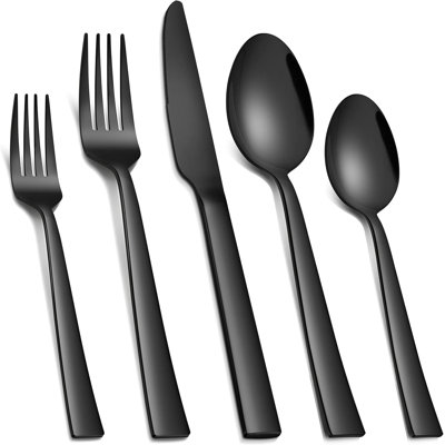 40-piece Black Stainless Steel Silverware Set For 8, Elegant Flatware, Dishwasher Safe, Rust-resistant, Modern Design, Ideal For Home, Parties, And Special Occasions