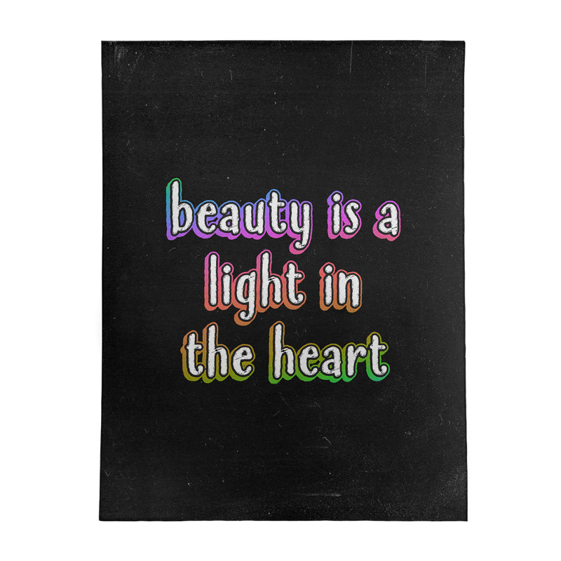 Tapis en polyester tableau noir style citation inspiration beauté, Rectangle 5 pi x 7 pi