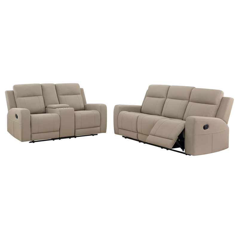 Ensemble de canapé inclinable rembourré élisabith, Brun, 2 Pieces: Sofa, Loveseat 