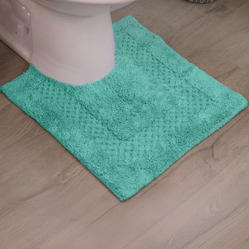 Tapis 100% coton en U lavable à la machine avec envers en latex Classy Bathmat Collection, Aigue-marine