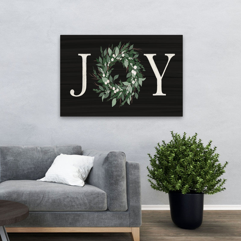 Signe de la joie - art contemporain avec feuillage vert, H 32 po x l 48 po