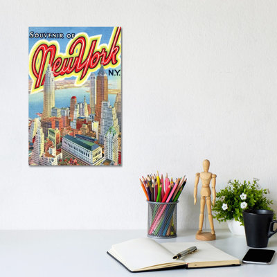 Souvenir Of New York, NY, Travel Postcard - Print on Canvas