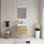 Meuble-lavabo mural 24 po avec lavabo, meuble de rangement flottant avec comptoir en résine de pierre et tiroirs à fermeture douce, chêne naturel