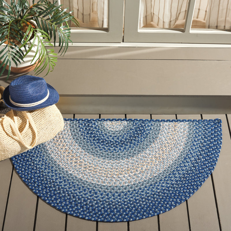Emeryville Hand Woven Performance Machine Washable Performance Striped Indoor/Outdoor Area Rug, Half-circle 2' x 4'