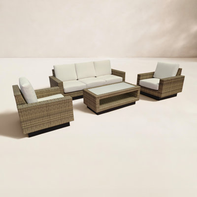 Ravinia 4-Piece Wicker Outdoor Seating Group with Sunbrella Cushions