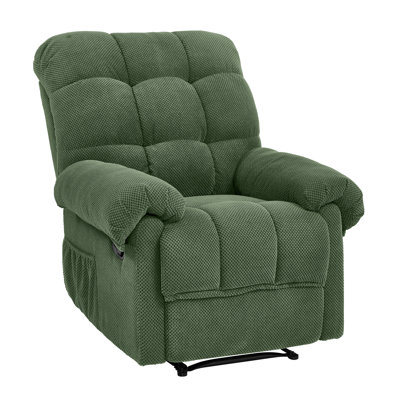 Recliner Chair, Small Recliners For Small Spaces, Upholstered Manual Recliner With Side Pockets For Living Room