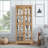 Cabinets Traditional Light Oak Curio Display Cabinet with Glass Doors, Adjustable Shelves, E26 Bulb Included | MDF+glass | Living Room-1613144714