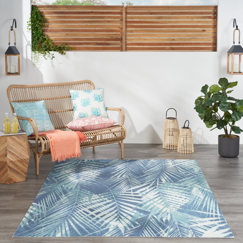 Tapis bleu marine intérieur / extérieur Waverly Sun-N-Shade, Rectangle 5 pi 3 po x 7 pi 5 po