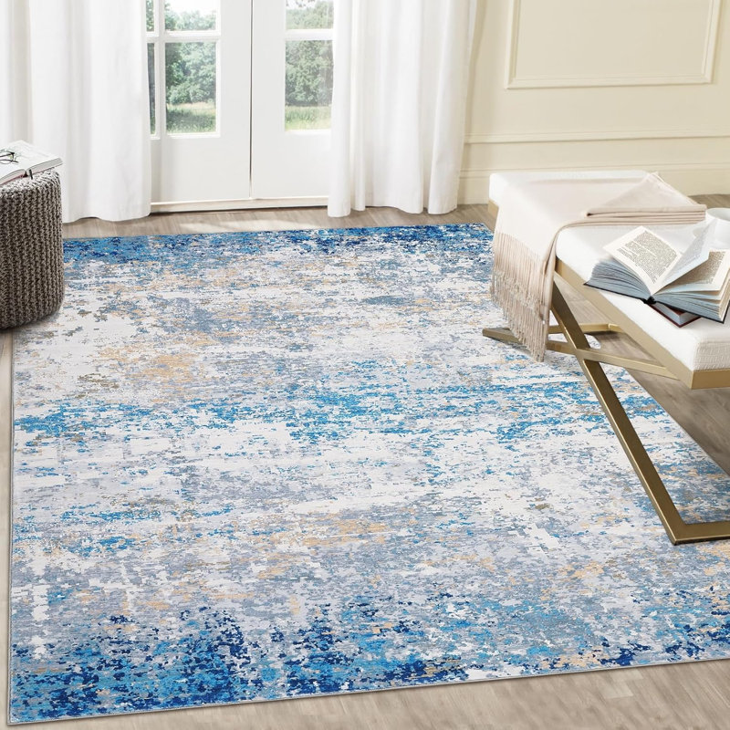 Washable Rug Non Slip Modern Abstract Hallway Runner Rug Rubber Backing Low Pile Contemporary Carpet Kitchen Laundry Entryway Grey