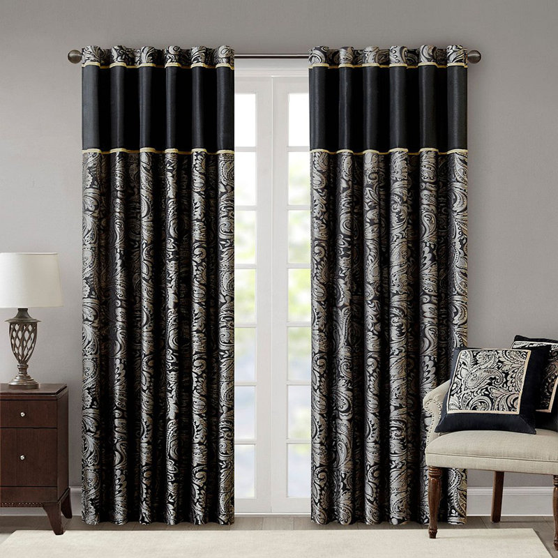 Jacquard Curtain Panel Pair(2 Pcs Window Panels), Multicolor, 50" W x 84" L