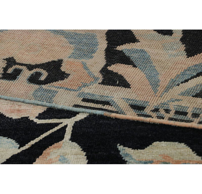 Art Deco Hand Knotted Floral Area Rug, Rectangle 10' x 14'