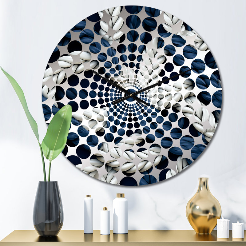 Oversized Coastal Blue and White Aluminum Wall Clock