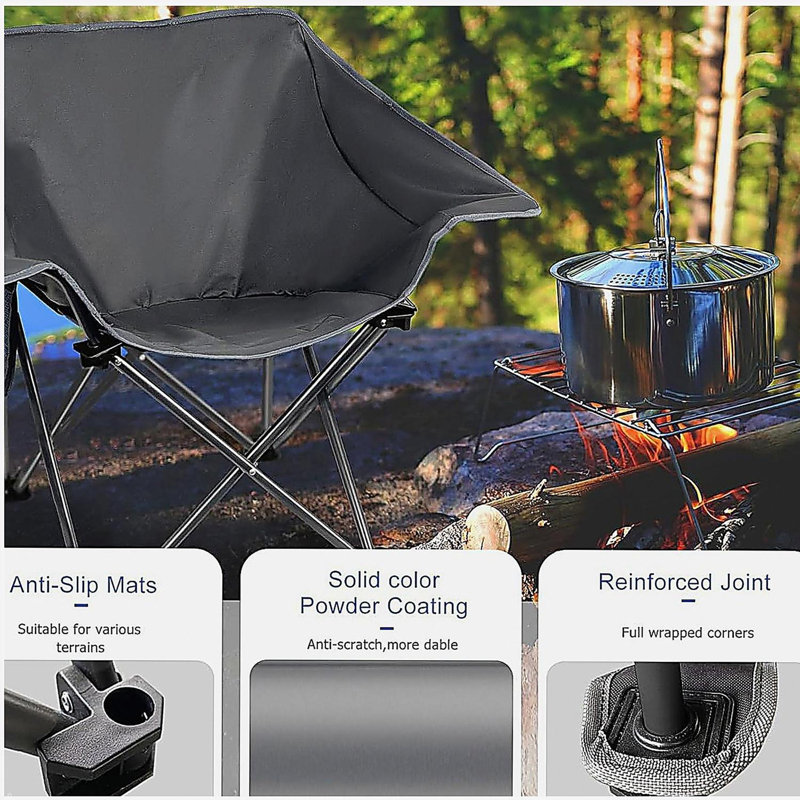 Ensemble de 4 chaises de camping portatives pliantes pliantes compactes pour adultes pour camp de camping robustes 400 lb