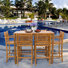 Ensemble bistro 7 pièces en bois de teck 7 pièces, table de bar 55 po, 2 tabourets avec accoudoirs et 4 tabourets sans accoudoirs