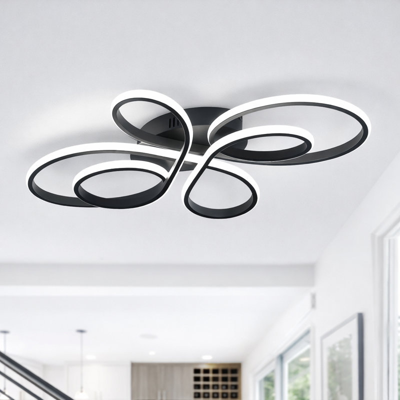 LED Ceiling Light Modern Dimmable in Butterfly-shaped Design 66 cm, Black