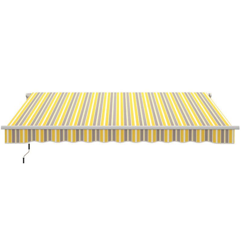 Auvent de patio rétractable, Rayé jaune, L 141,6 po x P 98,4 po, Jaune/gris