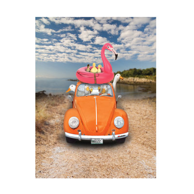 Wrapped Canvas Wall Art - John Hovenstine 'to the beach orange' Wall Art for Living Room, Bedroom, or Office Décor  - 18x24