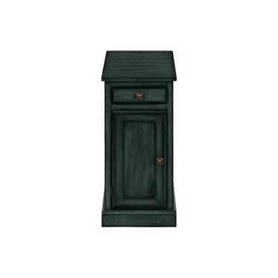 Antique Blue Veneer End Table For Living Room - Spacious Storage Option Narrow Bedroom With Drawer Included