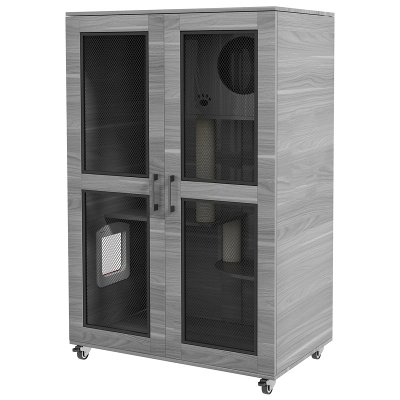 Maison pour chat de luxe avec roues, Gris