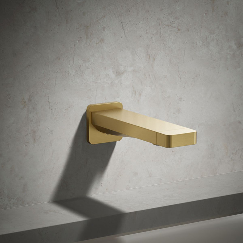 Parallel Wall Mounted Tub Spout Trim, Vibrant Brushed Moderne Brass