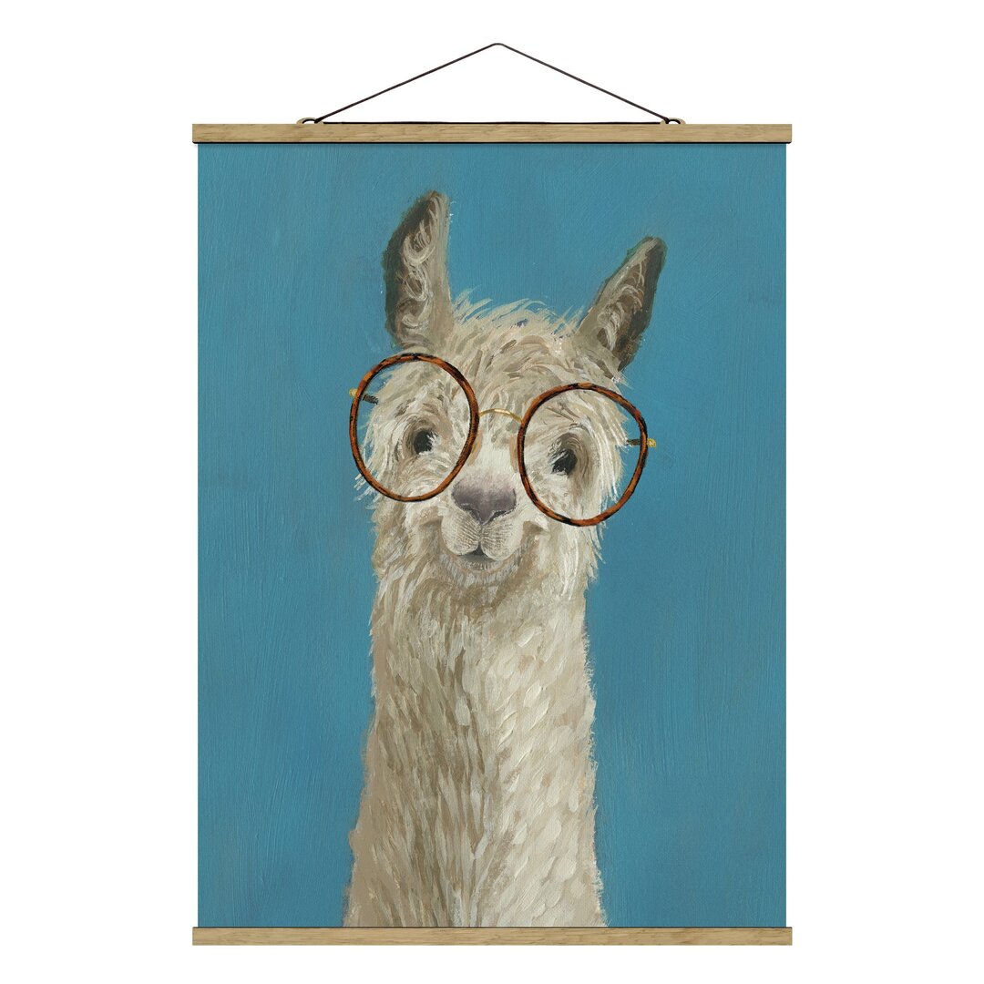 Stoffbild Mit Posterleisten - Lama Mit Brille I - Hochformat 4:3