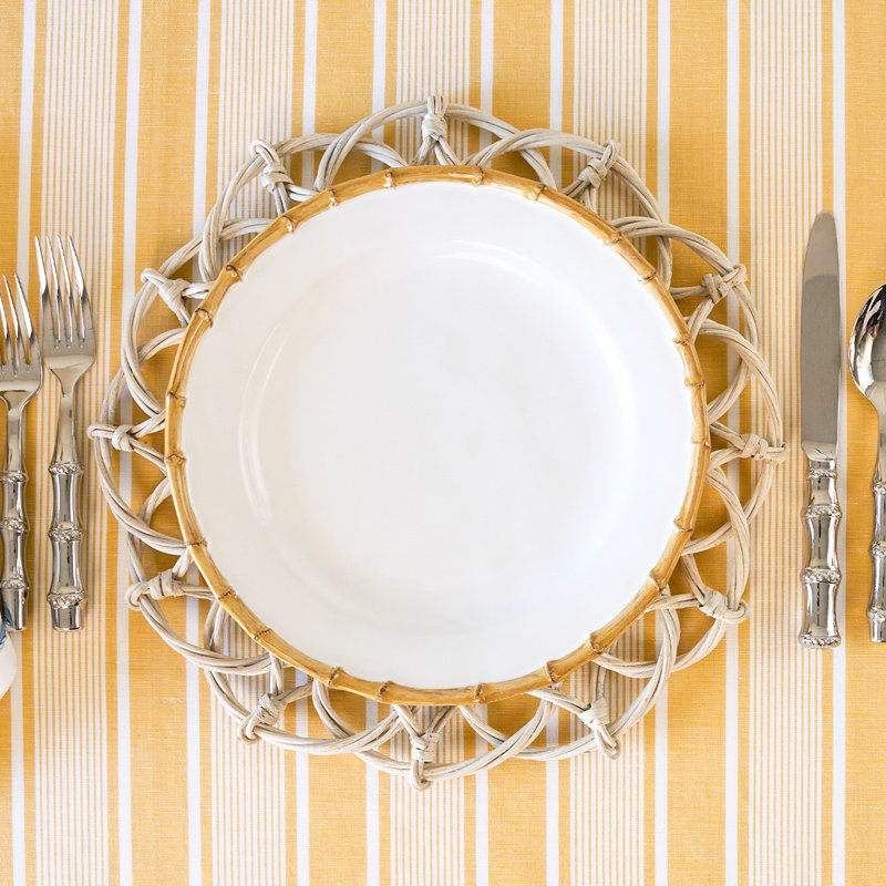 Provence Rattan Placemat, Whitewash/Natural, 15.25"W x 15.25"L