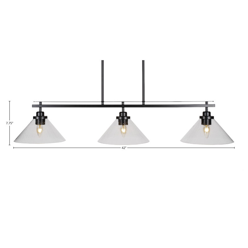 Hardouin 3 Light Bar Shown With Glass, Matte Black