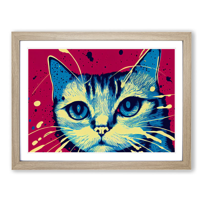 Cat Splashed Vol.7 Abstract - Framed Print, 25cm H x 34cm W x 2cm D, Oak Framed