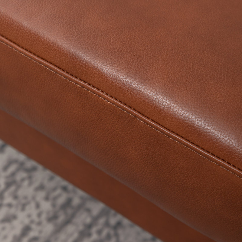 Shalisia 32'' Wide Upholstered Genuine Leather Armchair, Brown Genuine Leather