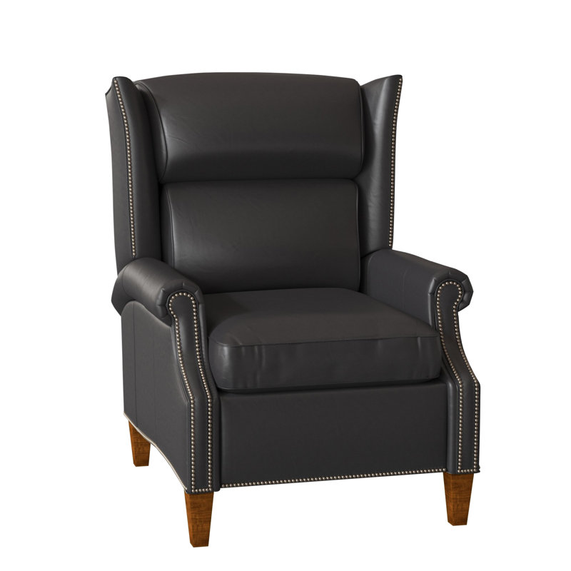 Broderick Recliner, #9 Nickel, Outsider Raven Genuine Leather, New Classiques