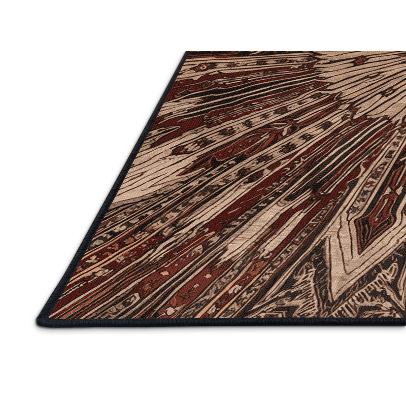 Tapis persan noir lavable à la machine, Carré 6 pi