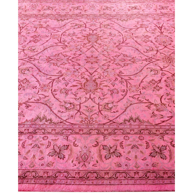 Overdyed Hand-Knotted Wool Modern-Contemporary Pink Area Rug 6' 0" x 9' 3"