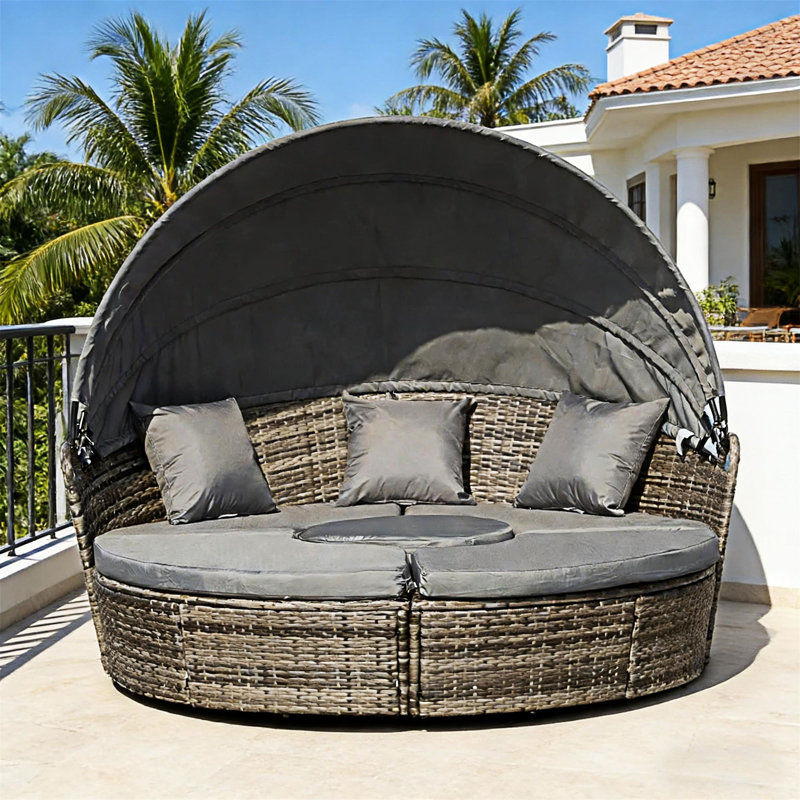 Ensemble de mobilier d'extérieur convertible 4 pièces, Gris foncé