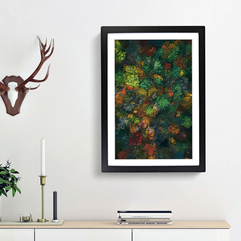 Autumn Forest New Hampshire in Abstract - Picture Frame Graphic Art Print, 65cm H x 48cm W x 2cm D, Black Framed