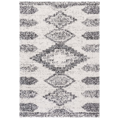Tapis à poil long Jericho 108 en ivoire / noir
