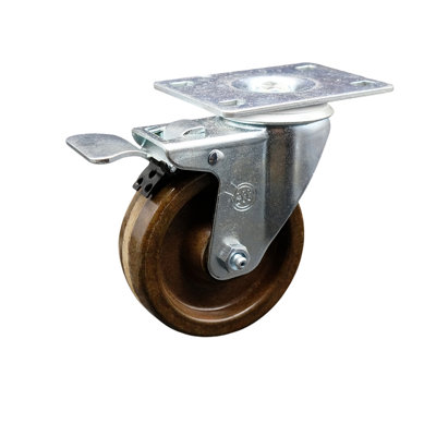 4 Inch SS High Temp Phenolic Top Plate Caster with Total Lock Brake SCC -  Service Caster, SCC-SSTTL20S414-PHSHT