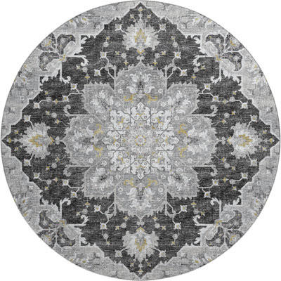 Premium Machine Washable Barayon AMF93 Gray Rug