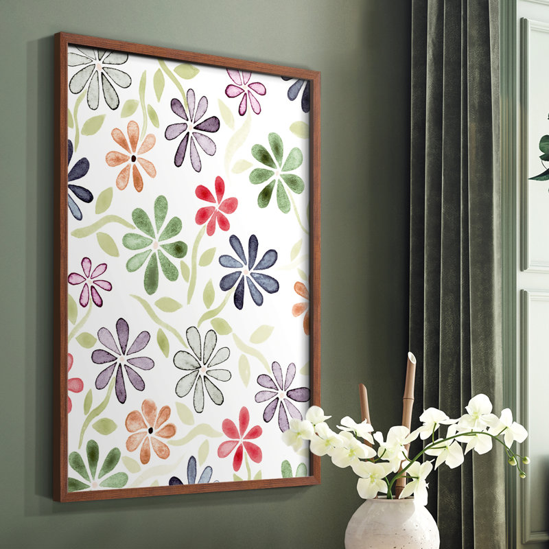Faded Flowers I Framed Print - Solid Wood, Brown, 20" H x 16" W