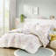 Édredon réversible en coton mauve / grand réversible mauve à motif floral avec 4 pièces et imprimé girafe jungle