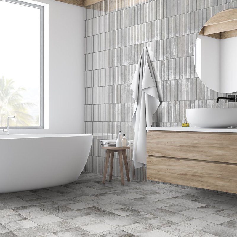 Carrelage mural rétro en porcelaine 2X10, Grigio
